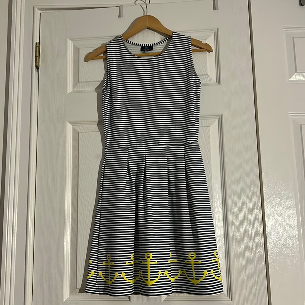 sailor-sailor by just madras blue and white striped dress with anchors. size xs